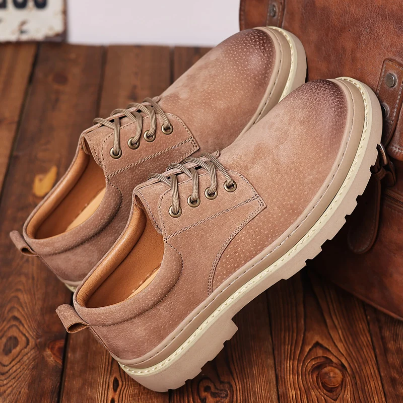 

Ботильоны мужские кожаные, винтажные Роскошные Дизайнерские, на шнуровке, Повседневная Уличная обувь для работы и работы, в британском стиле, весна-осень