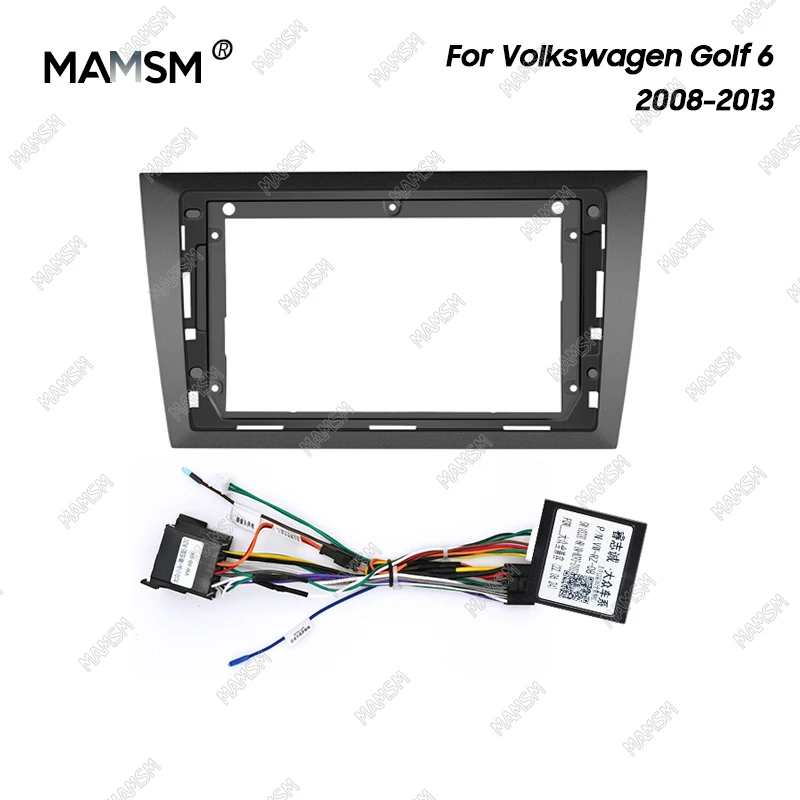 

MAMSM 9 Inch Radio Fascia fit For Volkswagen Golf 6 2008 2009 2010 2011-2013 Stereo DVD Player Install Panel Audio Frame Cover