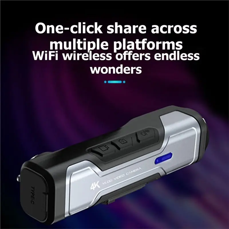 4K 헤드 마운트 카메라 흔들림 방지 비디오 카메라 1250Mah 배터리 가정, 여행, 회의용 와이파이 바디 카메라