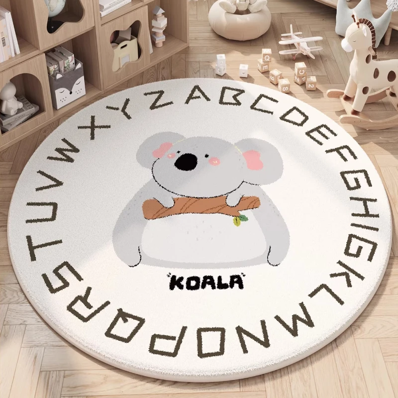 Cartoon Tier Rund Flauschiger Teppich Für Kinderzimmer Dekor_voghion.com
