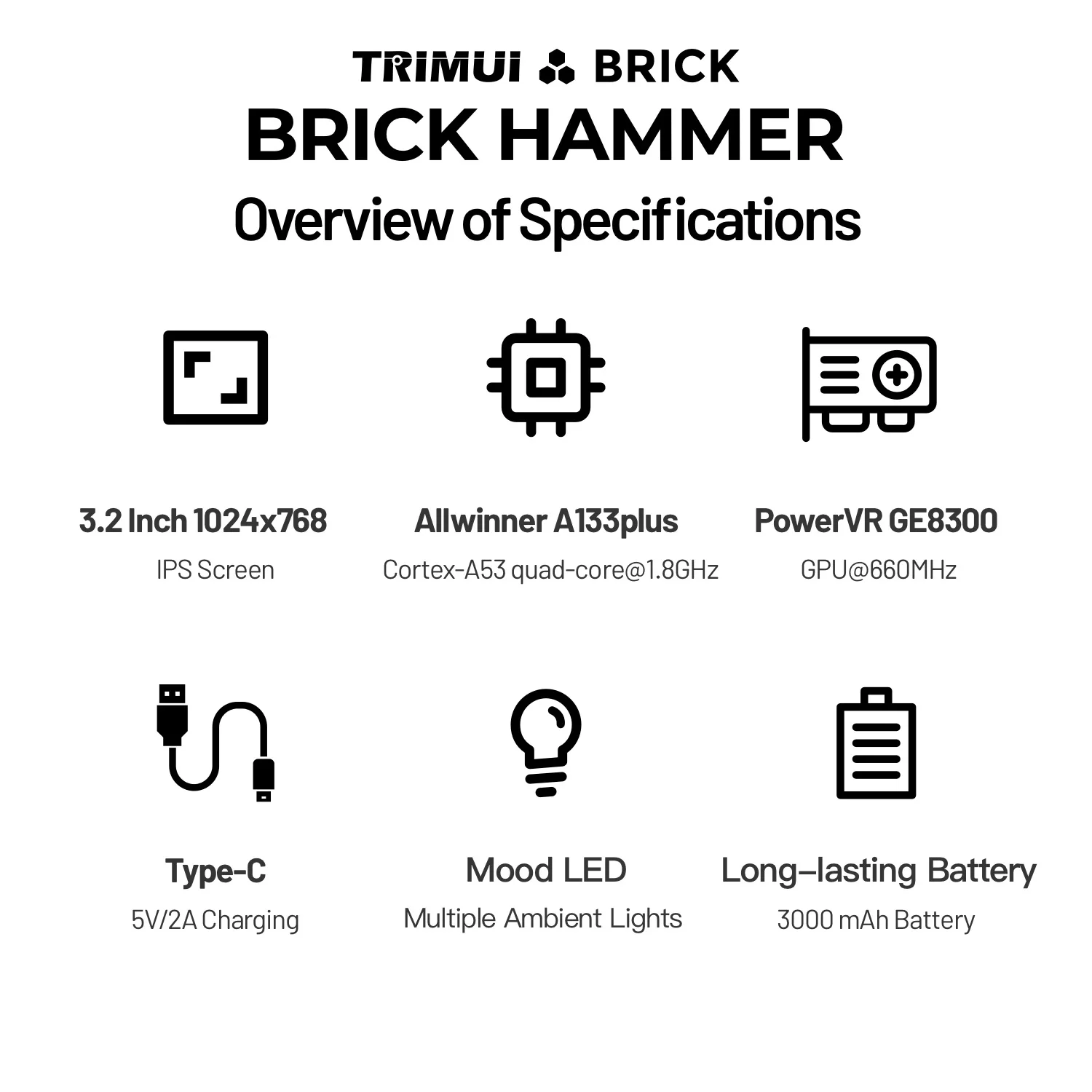 Trimui Brick Hammer Handheld Game Console With Metal Body Linux System_voghion.com