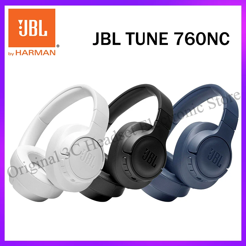 Оригинальные беспроводные Накладные наушники JBL TUNE 760NC, спортивные Bluetooth-наушники с активным шумоподавлением и микрофоном для игр