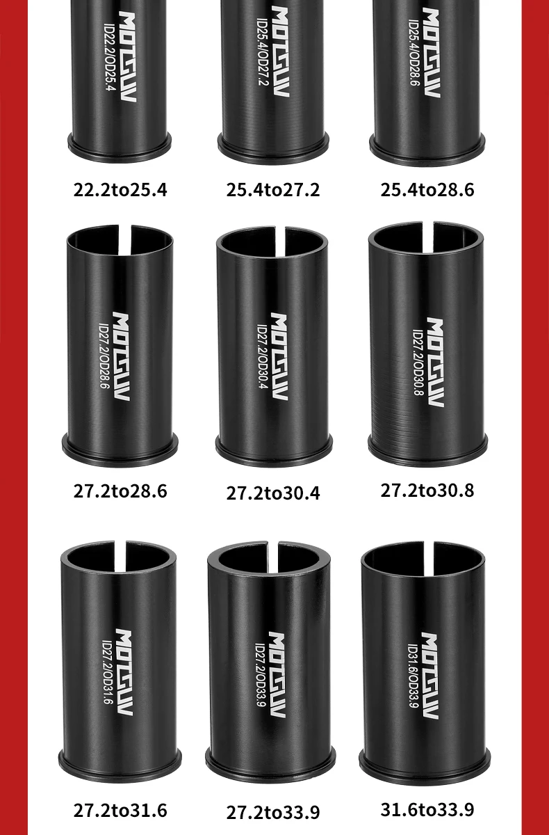 Description Picture 4 of itemMOTSUV Aluminum Alloy Bicycle Seat Post Tube Seatpost Sleeve Bike Reducing Sleeve Bushing Adapter Parts 27.2-28.6/30.4/30.9/31.6