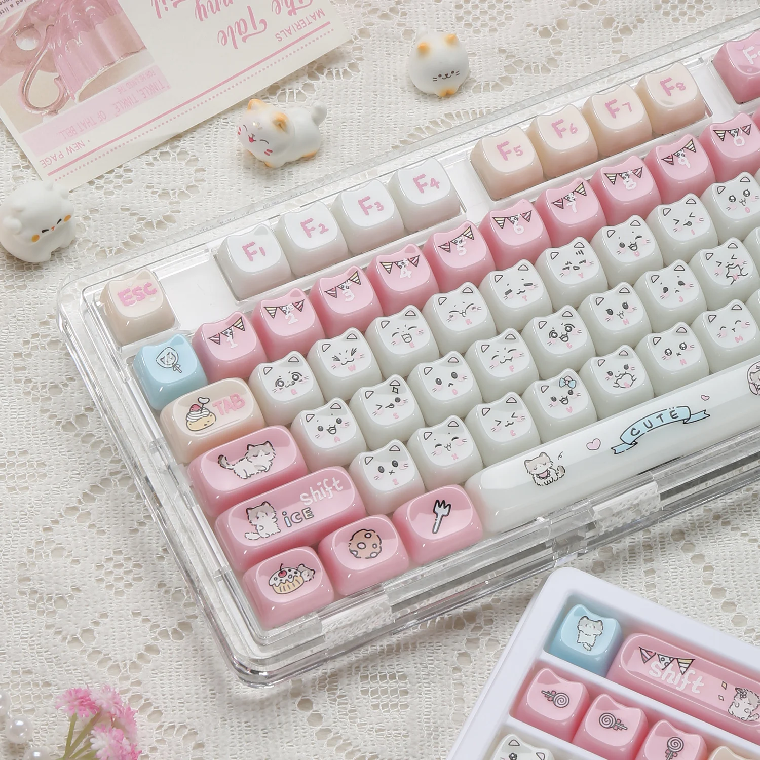 Ragdoll Cat Keycaps 체리 MX 61 68 104 기계식 키보드 키티 고양이 141/120/119 키 캡용 귀여운 MAO 프로필