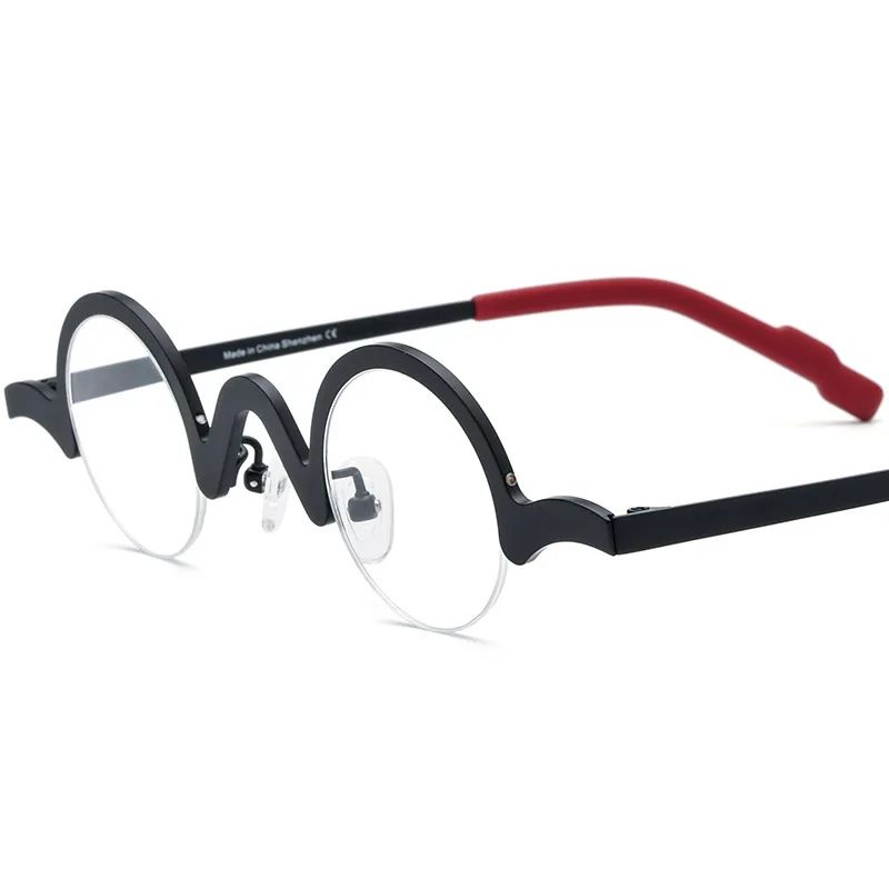 

Multi-color Ultra-light Pure Titanium Myopia Round Frame Personality Niche Half-frame Geek Glasses Can Be Matched with Degrees.