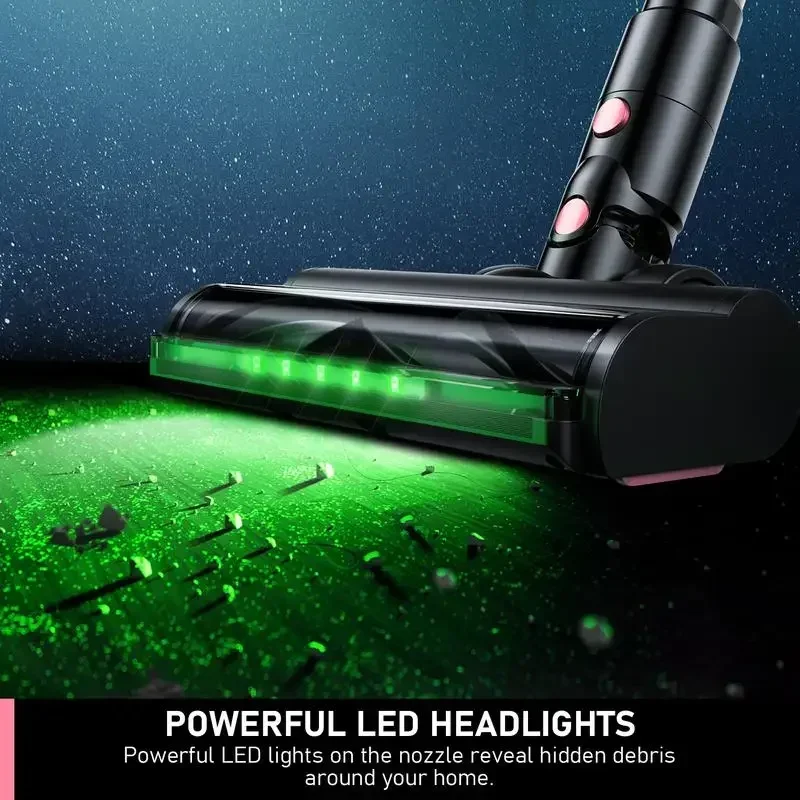 Cordless Vacuum Cleaner, 350W 30KPa, up to 40mins runtime,3 Suction, 1.5L dust cup, LED Display, stick vacuum for Floor/Carpet