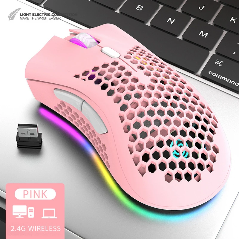 2022 Rechargeable USB 2.4G Wireless RGB Light Honeycomb Gaming Mouse Desktop PC Computers Notebook Laptop Mice Mause Gamer Cute best pc gaming mouse Mice