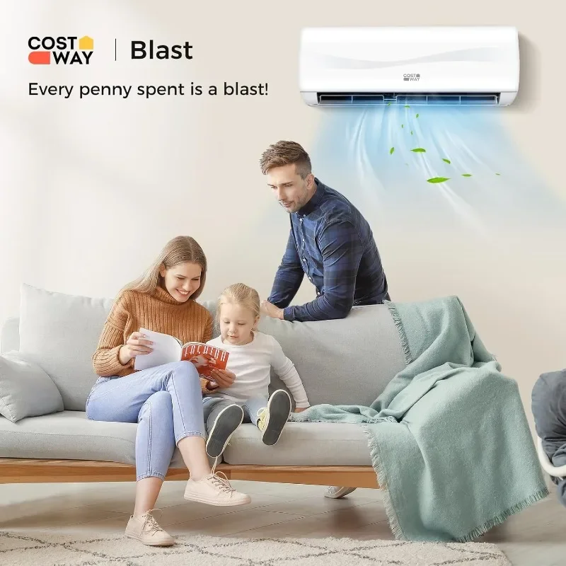 COSTWAY 12000BTU Mini Split Air Conditioner & Heater,17 SEER2 208-230 Wall-Mounted Ductless AC Unit Cools Rooms up to 750 Sq. Ft 2