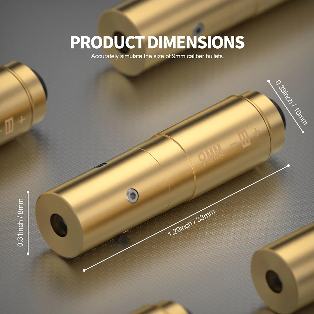 9mm .223Rem Laser Bore Sight Upgrade Switch Design Bore Sight Red Laser Sighter Zeroing Bullet Pointer