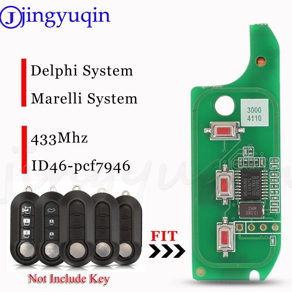 

jingyuqin 10pcs Delphi Marelli System Remote Key Board 433MHZ For Fiat MPV Bravo Doblo Qubo Grande Punto Citroen Jumper Peugeot