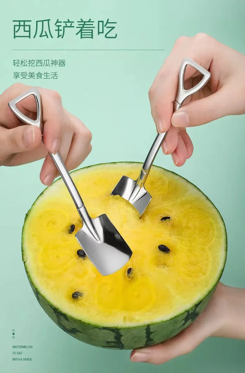 Stainless Steel Shovel Spoons Gold Silver Mini Coffee Teaspoon Fruit Ice Cream Dessert Spoon Scoops Kitchen Tableware Kitchen