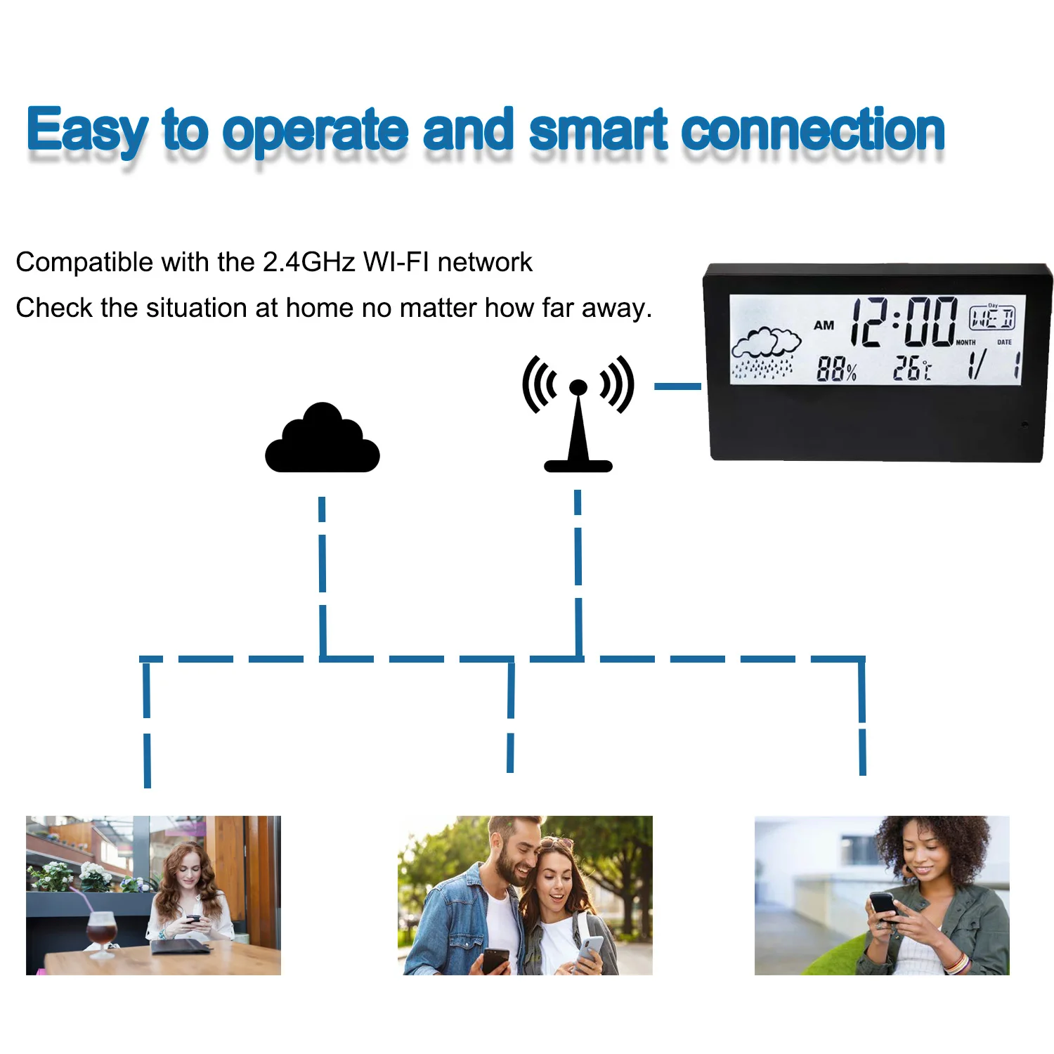 4K HD Electronic LED Clock Camera Smart Digital Mini Wi-Fi Camcorder Home Temperature Humidity Weather Display Video Recorder