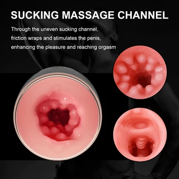 Automatic Masturbators for Men with Vibration Male Masturbation Cup Realistic Vaginal Sex Toys with Sound Sex Machines Black 2