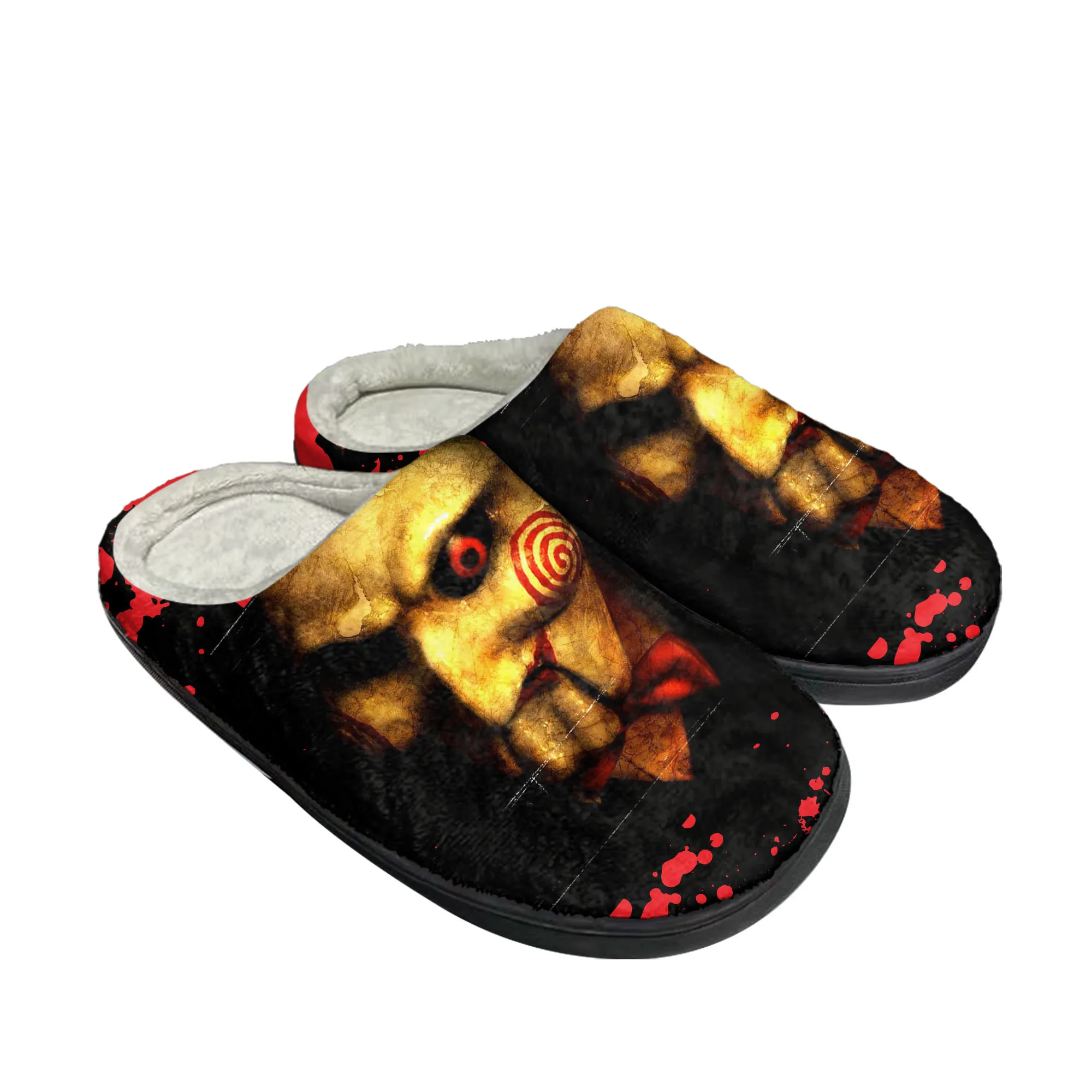 

Saw Movie Horror Jigsaw Puppet Home Cotton Slippers Mens Womens Plush Bedroom Casual Keep Warm Shoes Indoor Customized Shoe