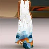 Robe longue à col en V pour femmes, tenue d'été élégante, vintage, imprimée, grande taille