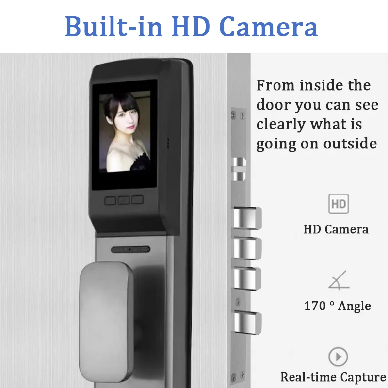 Fingerprint Door Lock Smart Door Lock Electronic Lock Smart Lock Password Lock Digital Password Electronic Locks APP Remote Control Unlock Automatic Fingerprint Smart Door Lock Camera