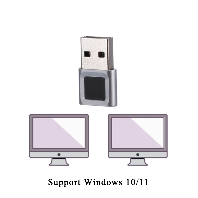 Fingerprint Key Fingerprint Scanner Fingerprint Control Module Zinc Alloy USB for Windows 10 Hello 11