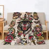 New School Tattoo Thermal Blankets for Bed Blanket 150cm X 200cm Microfiber Bedding Fluffy Soft Blankets Sofa Decoration Throw & 3