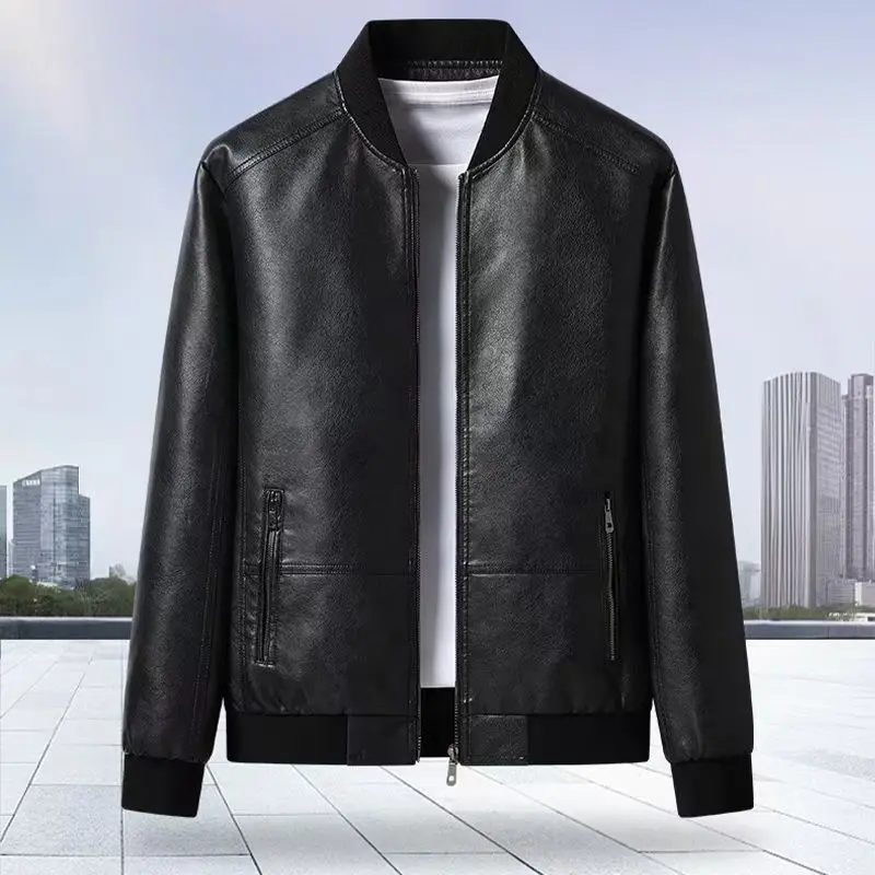 ג'קטים עור PU שחורים חדשים לגברים בסגנון אופנתי, מידות S M L XL!