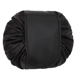 Women's Waterproof Drawstring Travel Cosmetic Organizer Bag - 26X20cm (G Black)