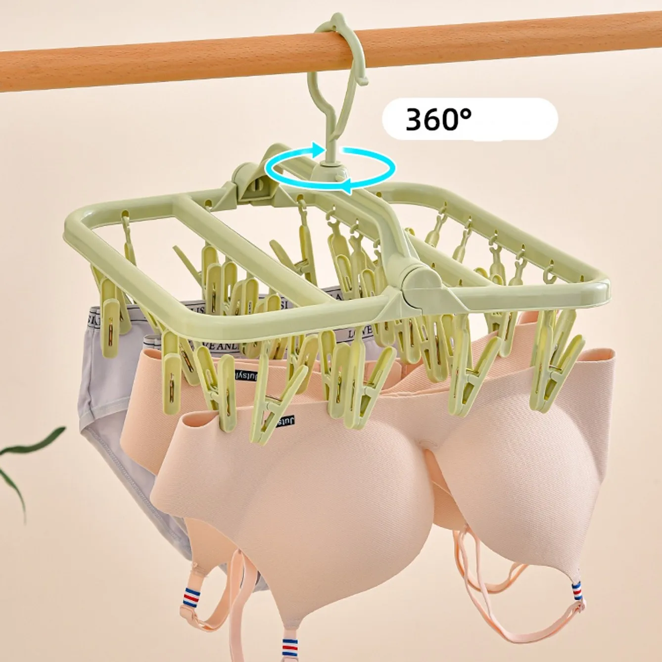 Description Picture 3 of itemFolding Clip Hanger 32 Clips Drying Rack Hanger for Clothes Laundry Bra Panty Underwear Home Storage Organizer