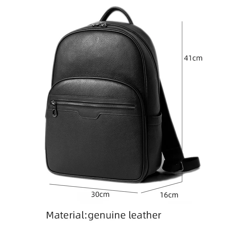 New Brand Genuine Leather Men Backpacks Fashion Real Natural Leather Student Backpack Boy Luxury Computer Laptop Bags 4