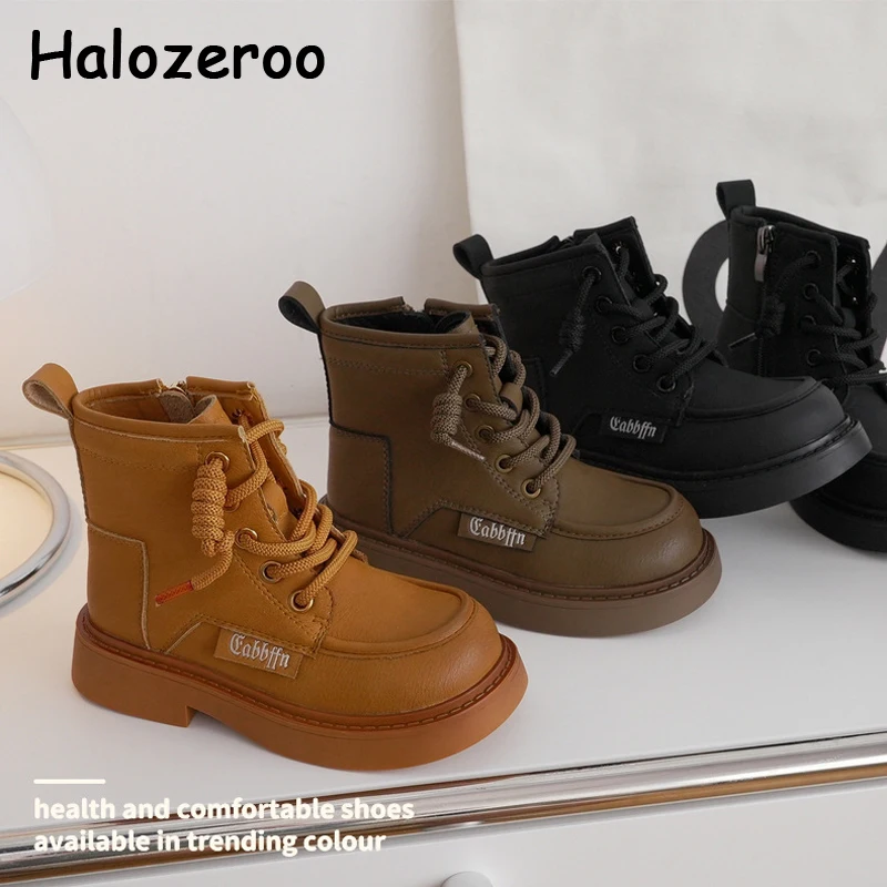 

New Autumn Kids Riding Boots Baby Girls Ankle Shoes Children Brand Fashion Boots Boys Black Chukka Boots Soft Leather Platform