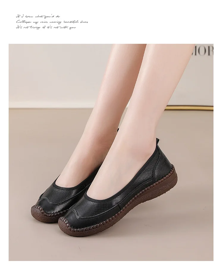 Damen-Mokassins aus Rindsleder, handgenäht, rutschfest, lässige flache Schuhe, für Mütter, Outdoor, flache Schuhe, zum Gehen, Reisen, Alltag, Loafer – Detail 14