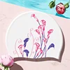 Printed Swim Caps for Women Large Size Comfortable Silicone Swimming Cap Long Hair Ear Protection Swimming Cap Pool Accessories 6