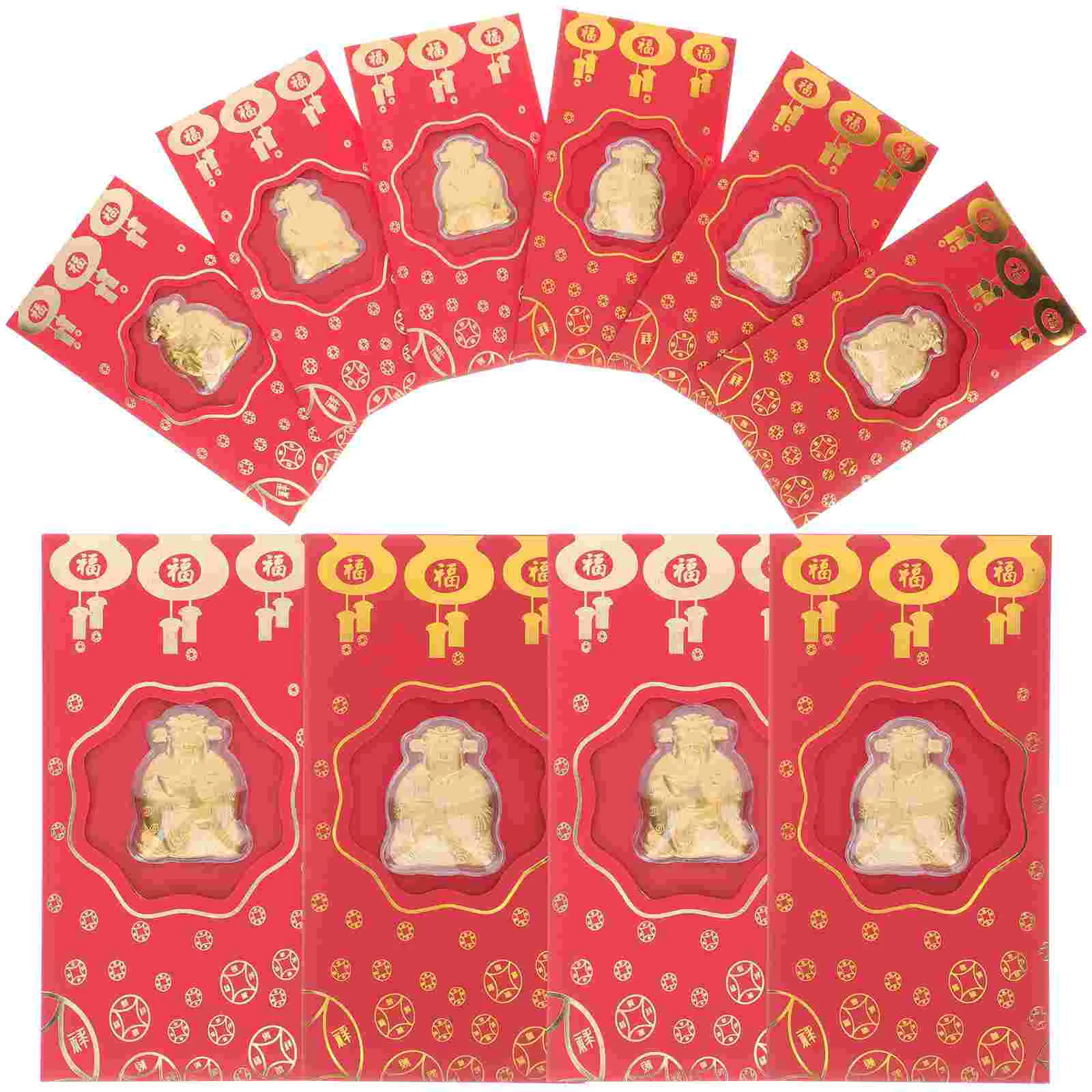 

10 Pcs God of Wealth Red Envelope Rabbit Year Envelopes Portable Chinese Traditional Kids Gold Leaf Money Packets