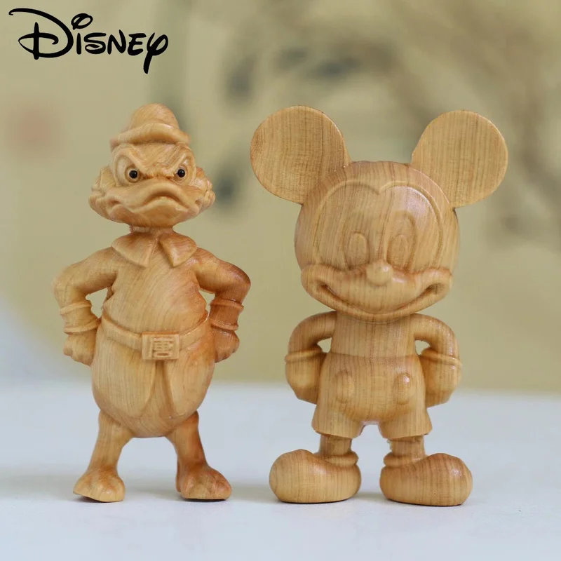 Tanie 7.5cm Disney Mickey Mouse kaczor Donald kreatywny grawerunek ozdoby Mini rzemiosło drewniane