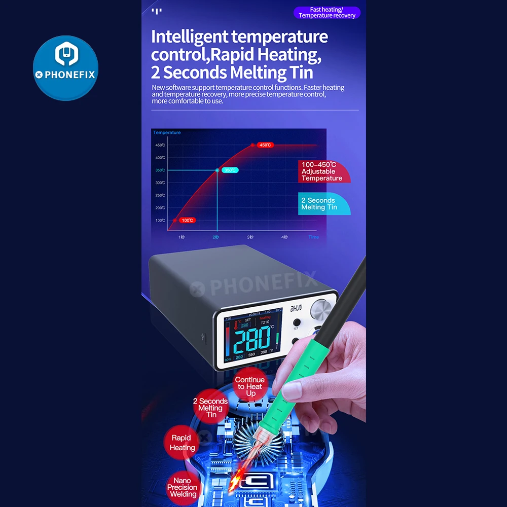 JC aixun T3B 200W smare Behegesztés Megállóhely nano-precision hegesztő vel T210/115 nyelű hegesztő tipped számára telefont Elektronfizika javító