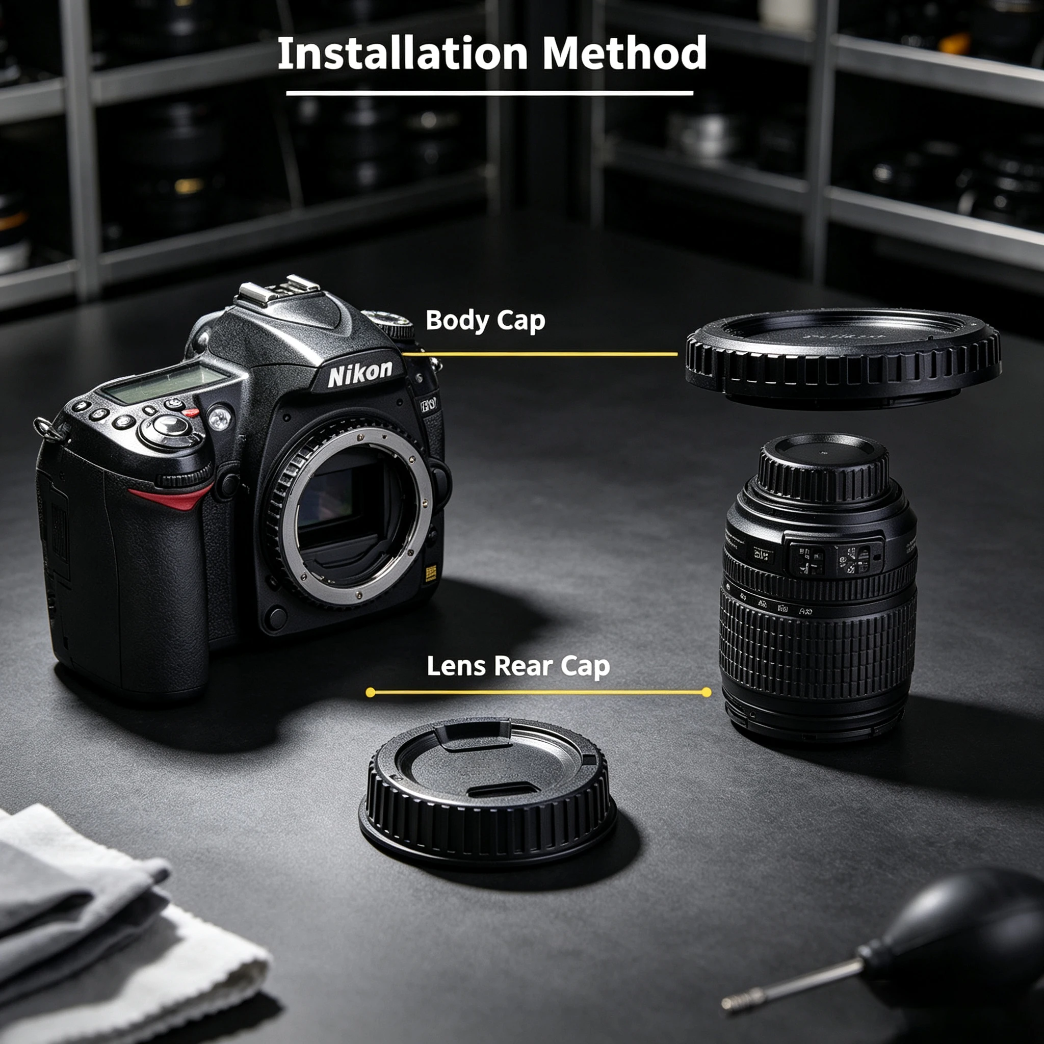 2026 핫 카메라 바디 캡 & 후면 렌즈 커버 (니콘 F 마운트 D750 D850 D810 D7000 D90 D3200 D5300 FM2 FE DSLR 용)