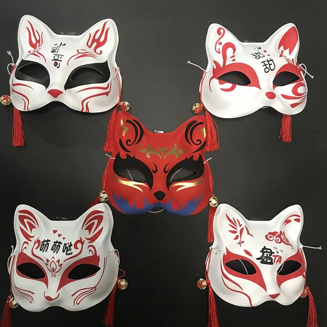 Anime Demon Slayer Foxes Mask Hand-painted Japanese Mask Half Face