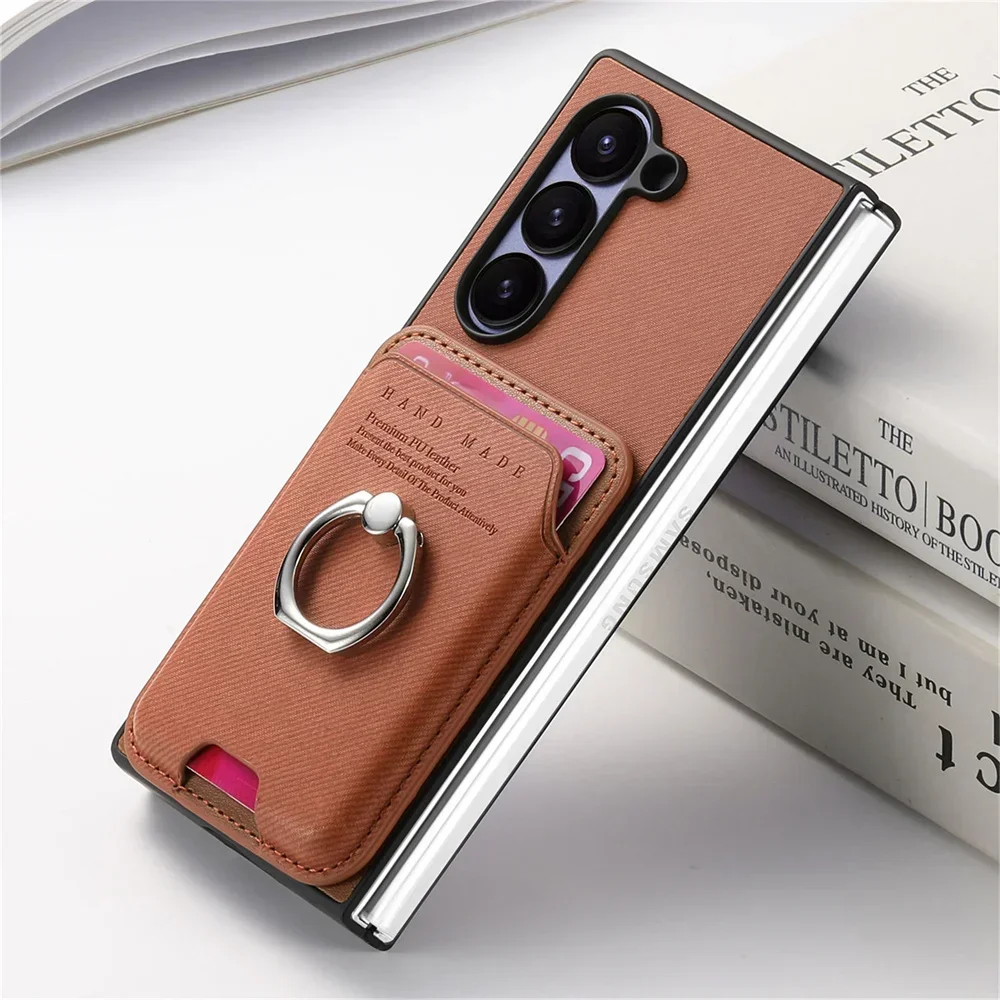 Detachable Magnetic Leather Wallet with Card Holder and Bracket Cover