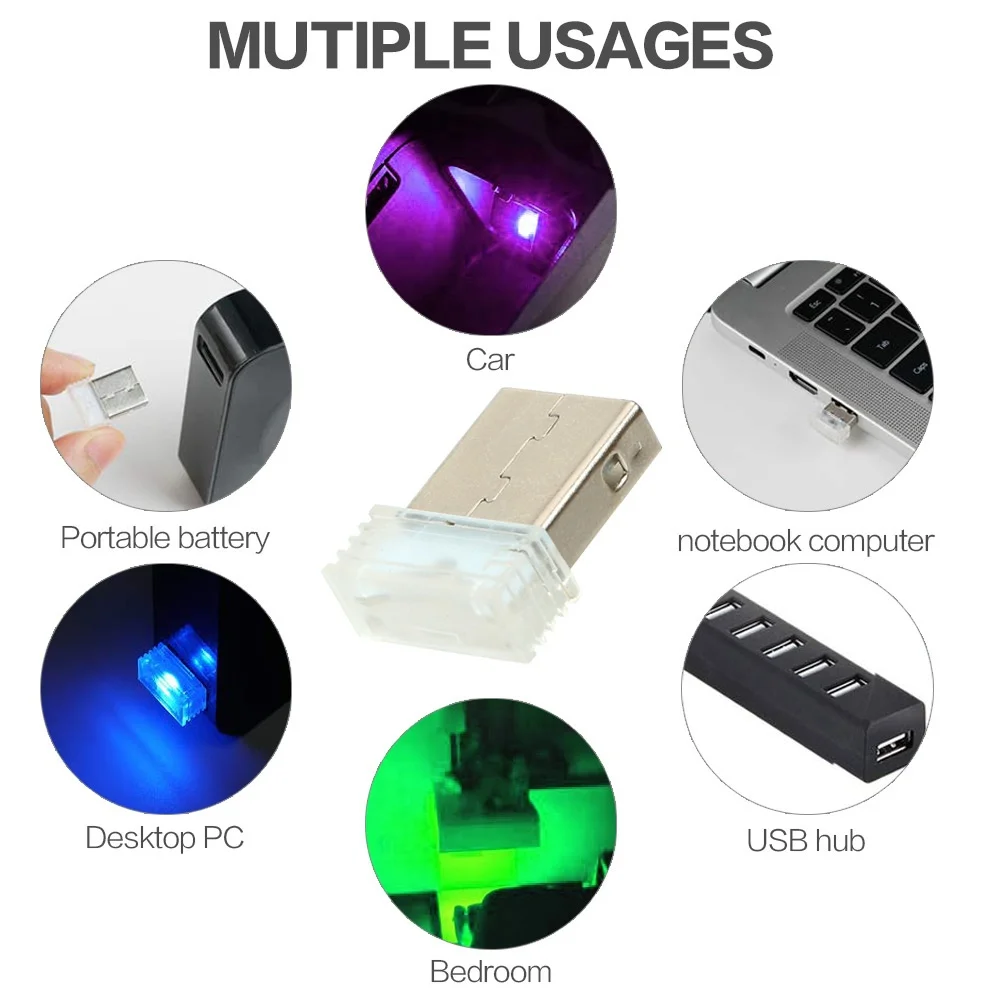 Universal Mini Atmosphere Lights Romantic USB Led Light Plug-In 5V Lamp Interior Ambient Lighting Car Accessories Home Decor 2