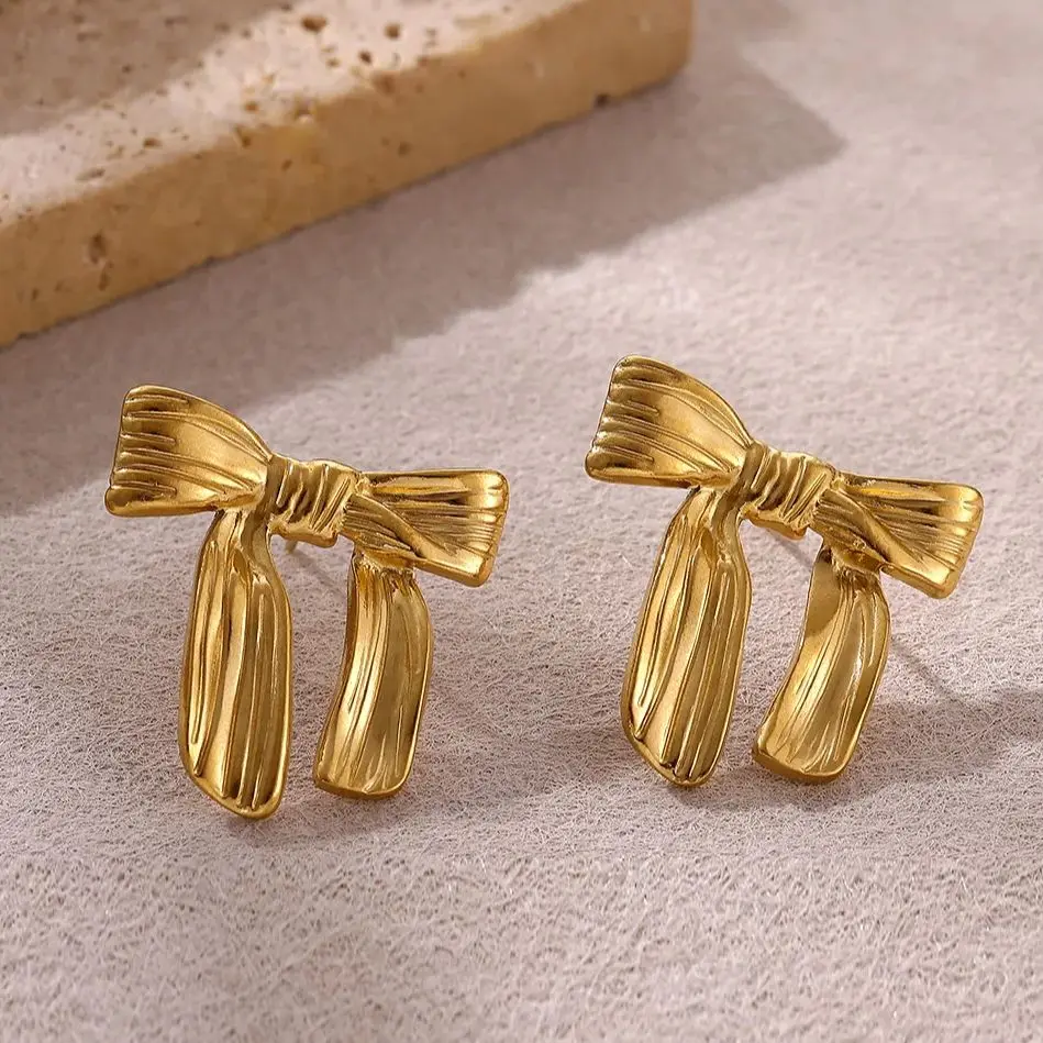 Bowknot Earring Geometric Color Stainless