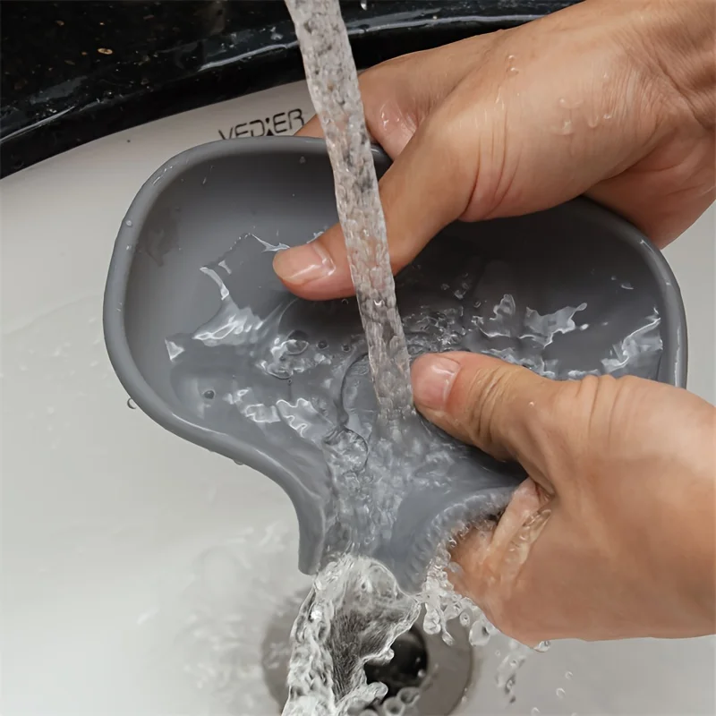 1pcs Silicone soap box soap holder, shower, bathroom, kitchen, bathtub self draining soap tray, bathroom accessories 4