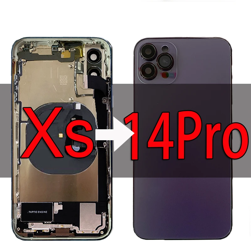 

Full Assemble for iPhone Xs to 14pro Diy housing iPhone Xs Modified to 14pro, iPhone Xs Like 14 pro Backshell Replacement kits