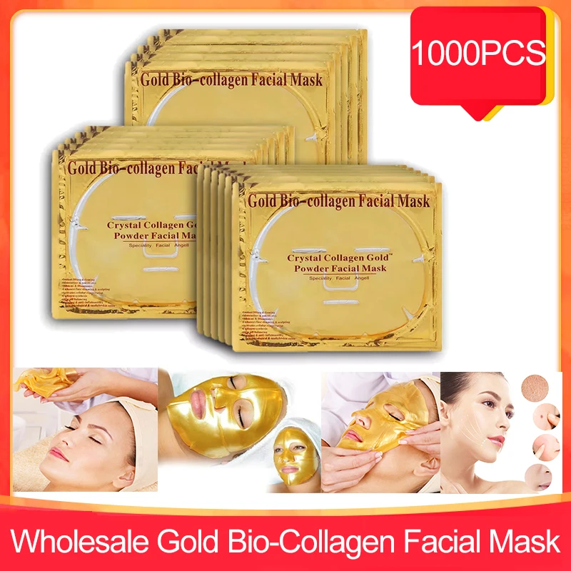 1000pcs/set Wholesale 24k Gold Collagen Essence Full Face Facial Mask