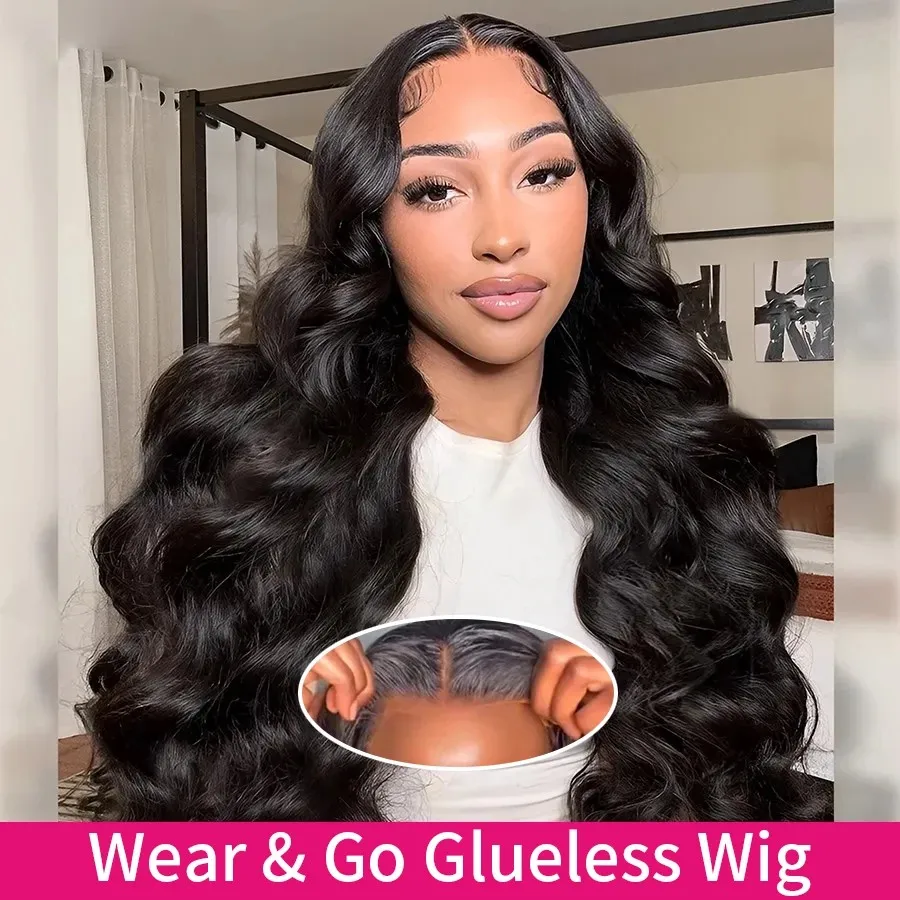 

Glueless Wear And Go Prelucked Human Body Wave Hair Wig 4x4 Closure Transparent Pre cut Brazilian Ready Wear And Go Lace Wigs