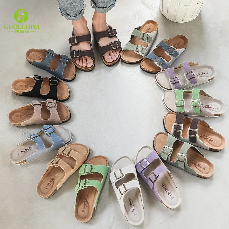 Summer Men's Mule Clogs Slippers Cork Two Buckle for Men Women Unisex 35-46