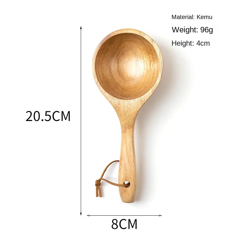 Wooden Scoop Spoon Creative Japanese Style Household Whole Wood Long Handle Dry Rice Spoon Practical Wooden Measuring Spoon Water Ladle