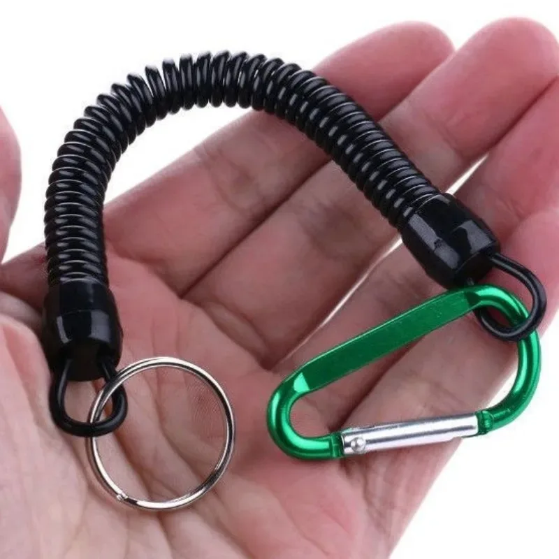 Tactical Retractable Spring Elastic Rope Retractable Coiled Tether with Carabiner Boating Fishing Retention Rope Fishing Tools