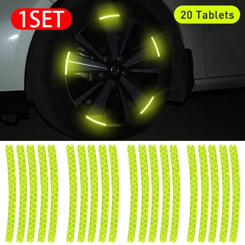 Car Wheel Hub Reflective Sticker Tire Rim Reflective Strips Luminous Sticker on Universal Car Night Driving Roadway Safety