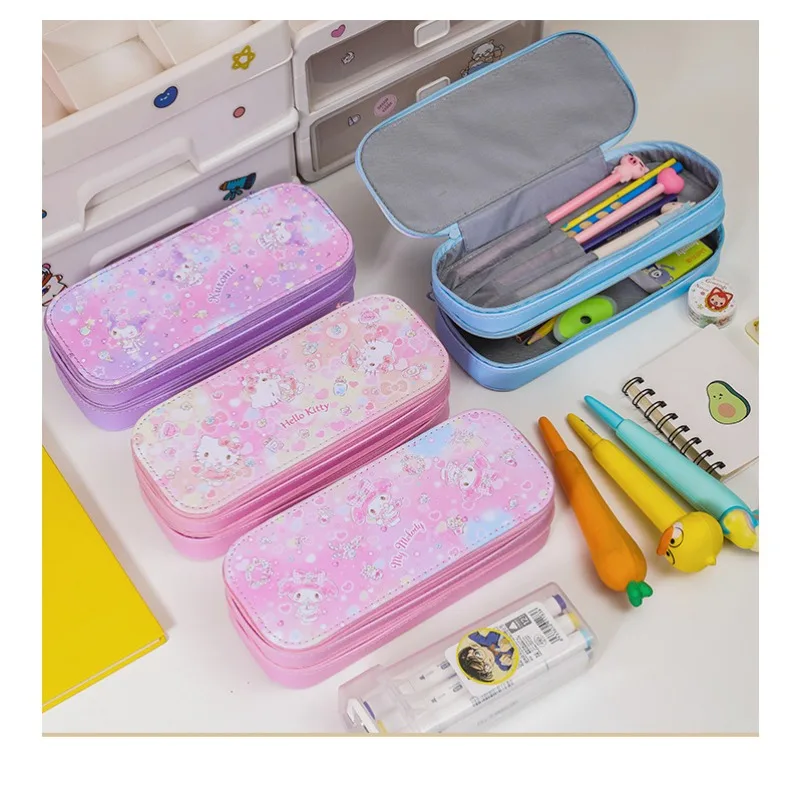 

Sanrio Kawaii HelloKitty Double Layers High-capacity Pencil Box Anime Cartoon Cinnamoroll My Melody Student Birthday Cute Gify