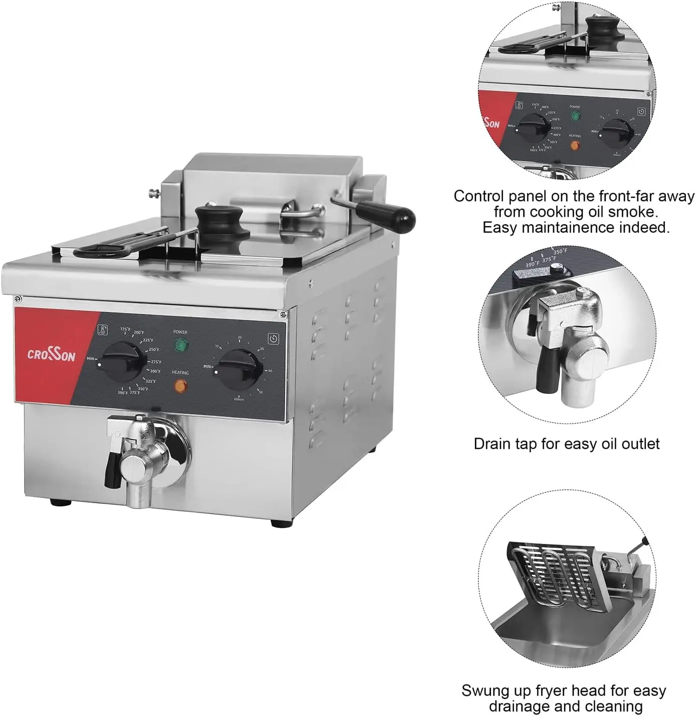 Deep Fryer Extra Large with Drain,Timer,Basket and Lid for Restaurant Use  Commercial 3