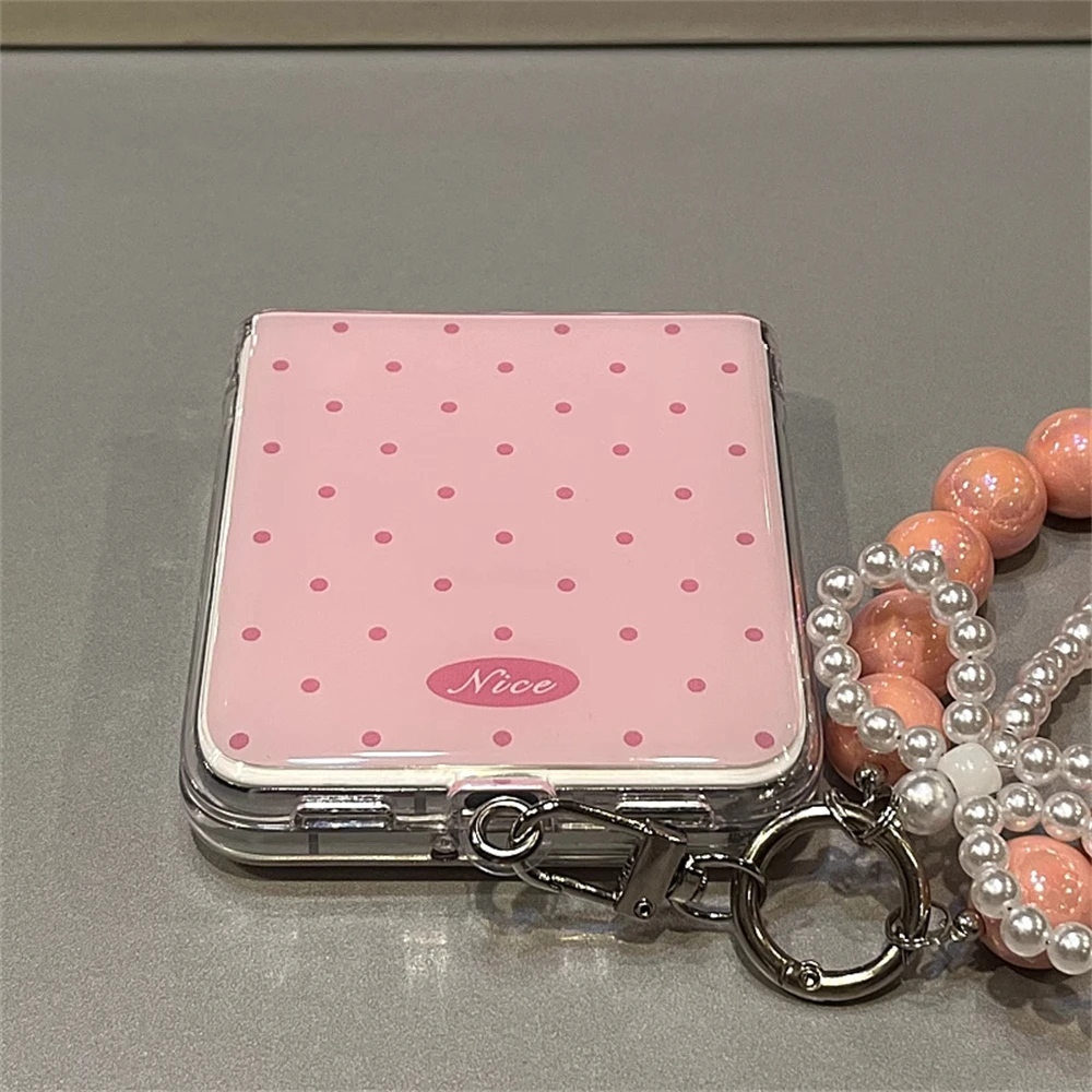 Korean Cute Polka Dot Macaron Color Phone Case with Bracelet Cover