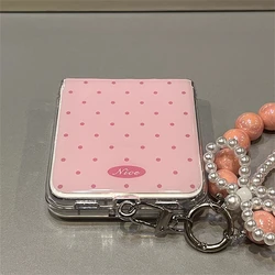 Korean Cute Polka Dot Macaron Color Phone Case with Bracelet Cover for Razr 50 (Pink)