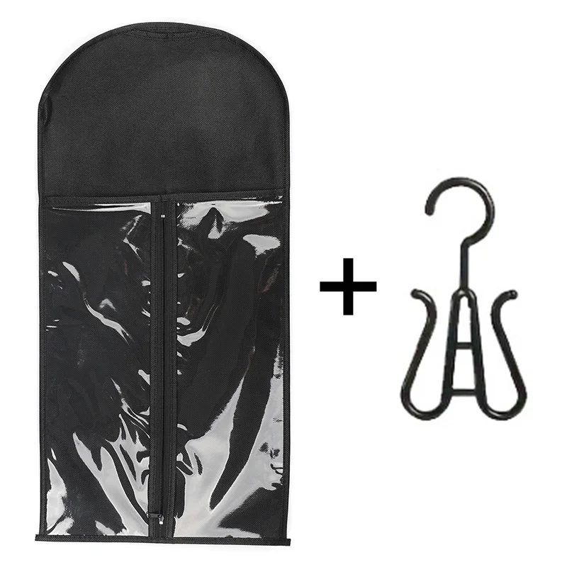 6pcs Long Hair Extensions Storage Bag Non-Woven Dust Proof Wigs Carrier Bags With Plastic Hanger for Carrying aspects